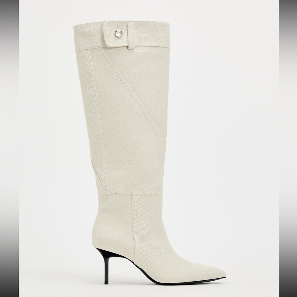 Zara knee high denim boots